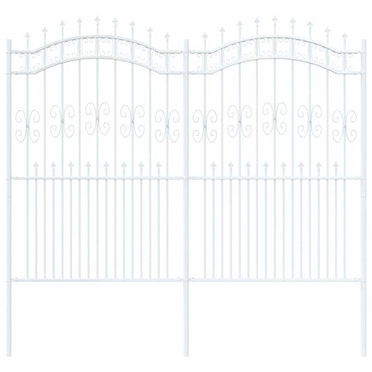 Gartenzaun Weiß 215 cm Pulverbeschichteter Stahl