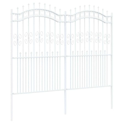 Gartenzaun Weiß 215 cm Pulverbeschichteter Stahl