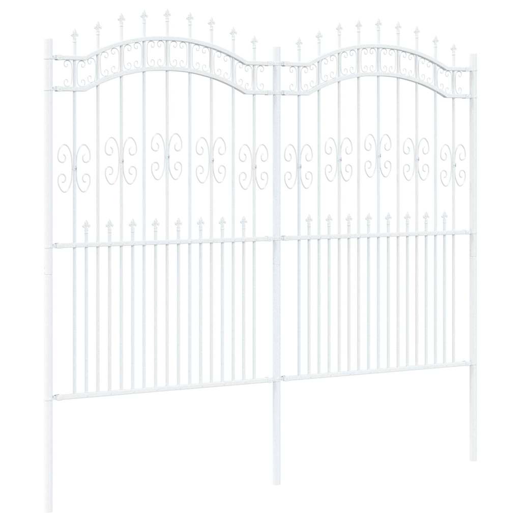 Gartenzaun Weiß 215 cm Pulverbeschichteter Stahl