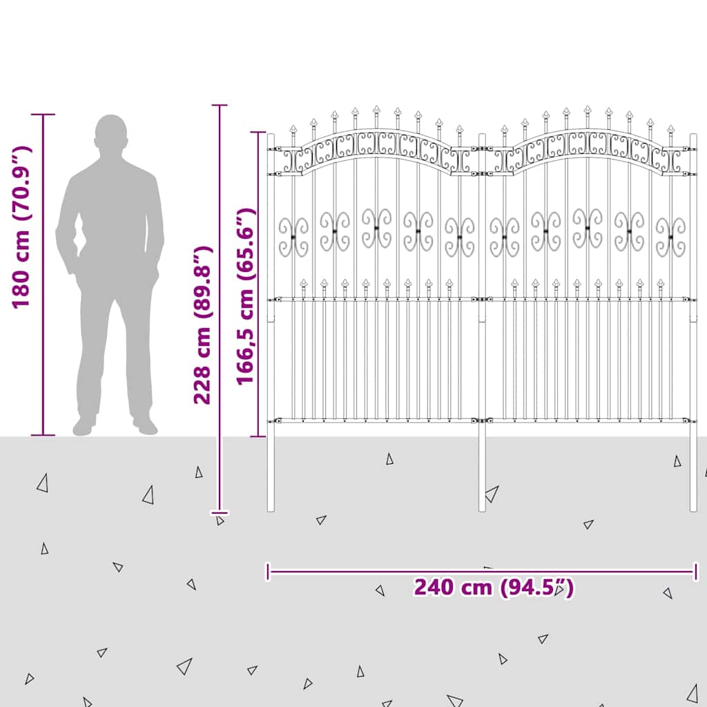 Gartenzaun Weiß 215 cm Pulverbeschichteter Stahl