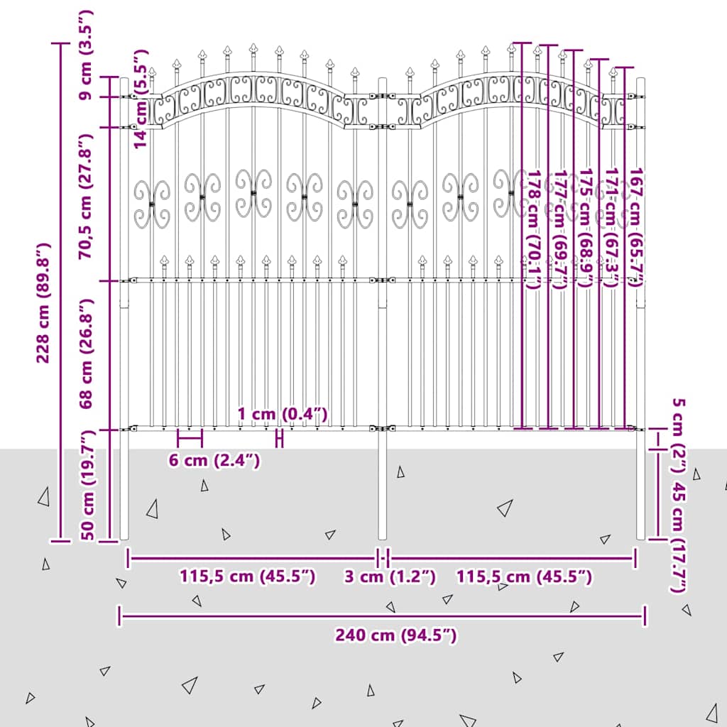 Gartenzaun Weiß 215 cm Pulverbeschichteter Stahl