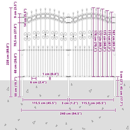 Gartenzaun Weiß 215 cm Pulverbeschichteter Stahl