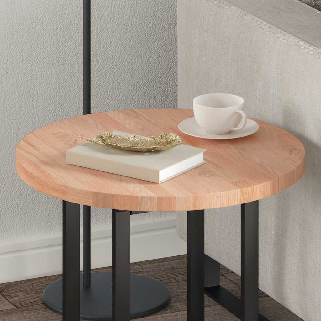 Tischplatte Braun Ø 50 x 2.5 cm Massives Eichenholz
