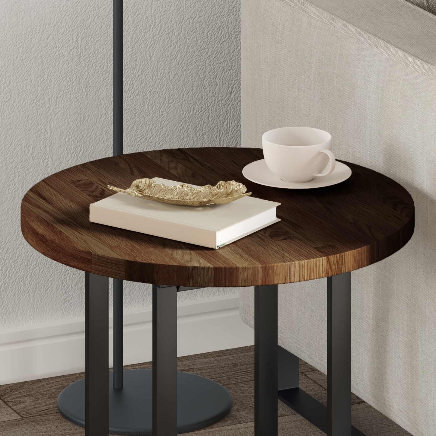 Tischplatte Braun Ø 50 x 2.5 cm Massives Eichenholz