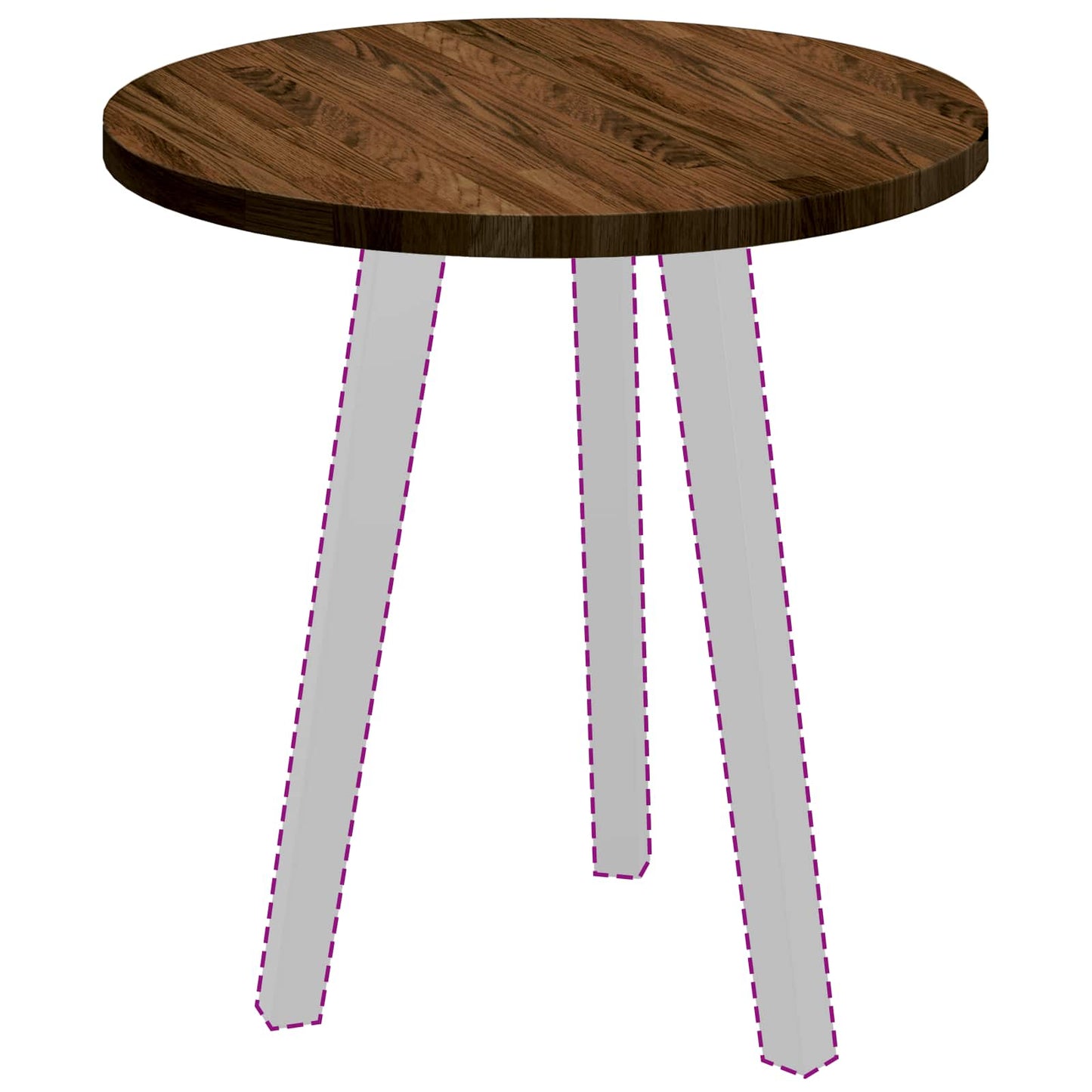 Tischplatte Braun Ø 50 x 2.5 cm Massives Eichenholz