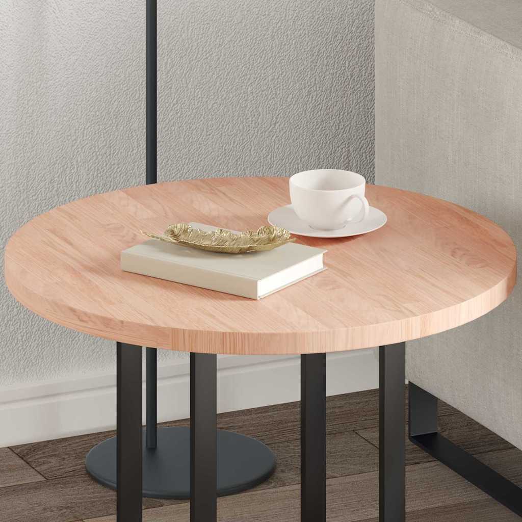 Tischplatte Braun Ø 60 x 2.5 cm Massives Eichenholz