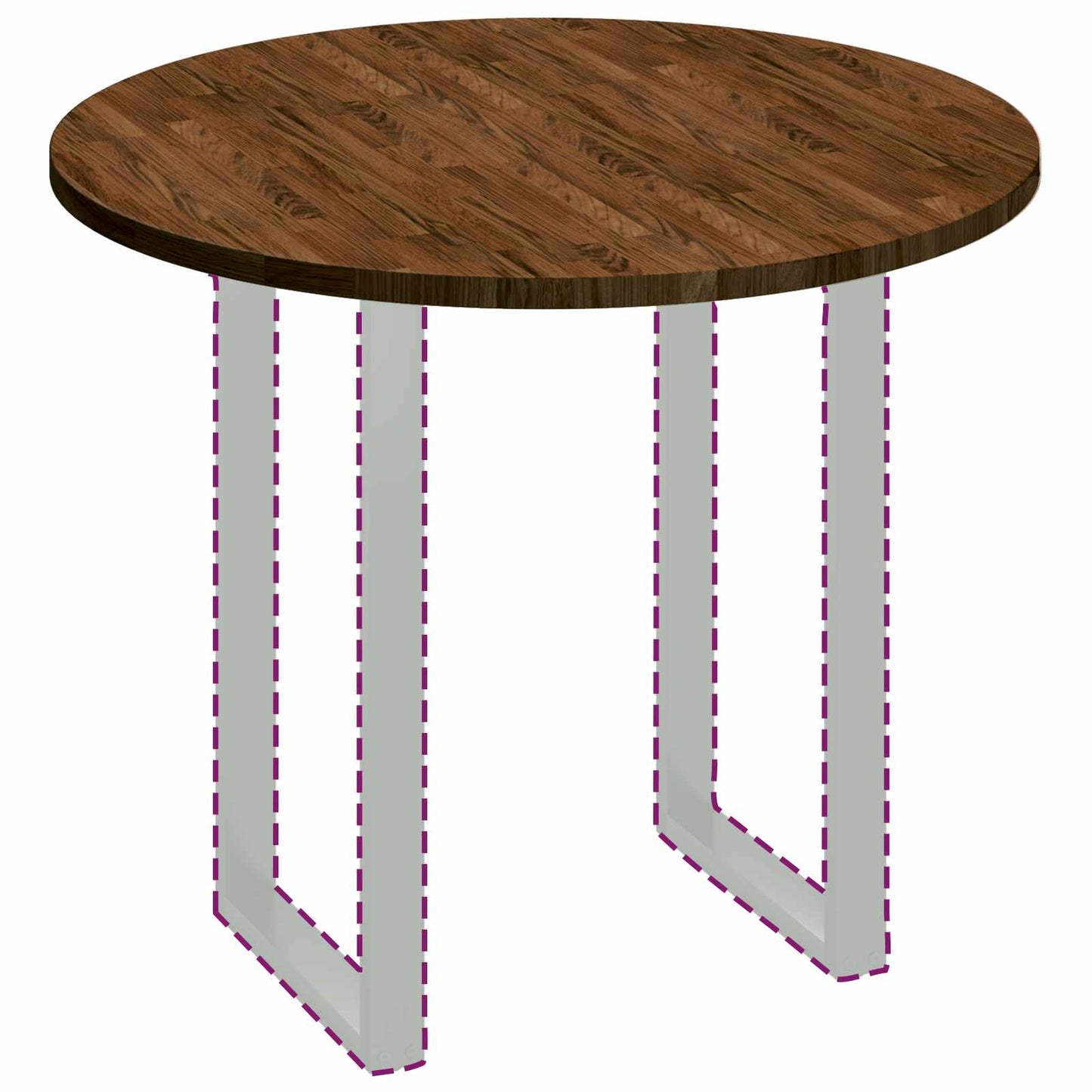 Tischplatte Braun Ø 90 x 2.5 cm Massives Eichenholz