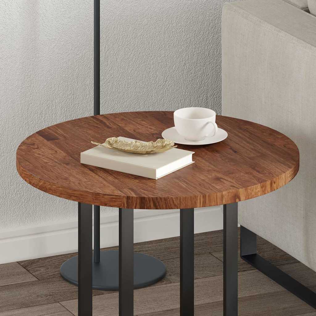 Tischplatte Braun Ø 60 x 2.5 cm Massives Eichenholz