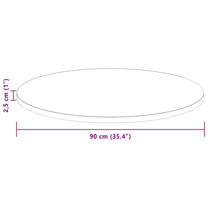 Tischplatte Braun Ø 90 x 2.5 cm Massives Eichenholz