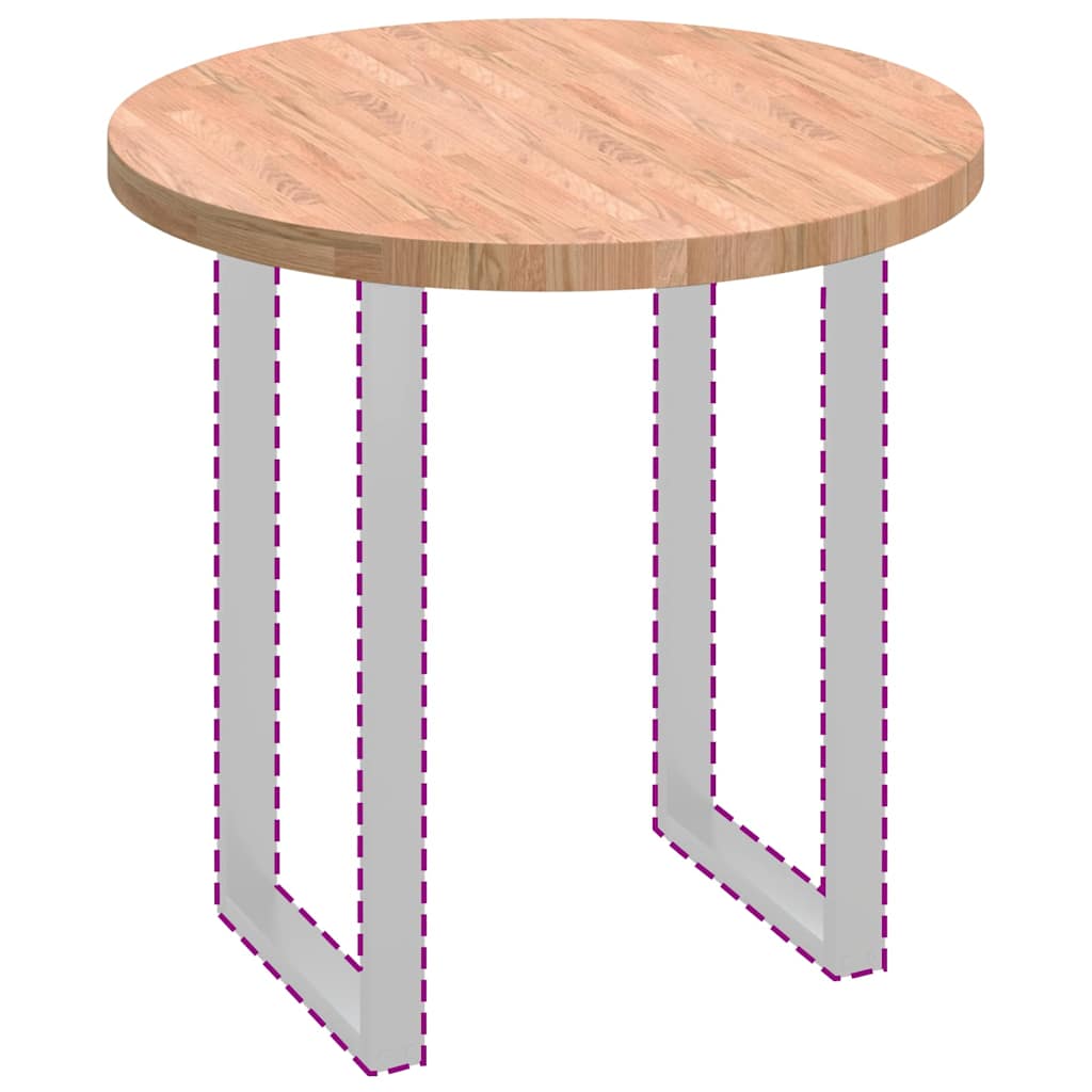 Tischplatte Braun Ø 80 x 4 cm Massives Eichenholz