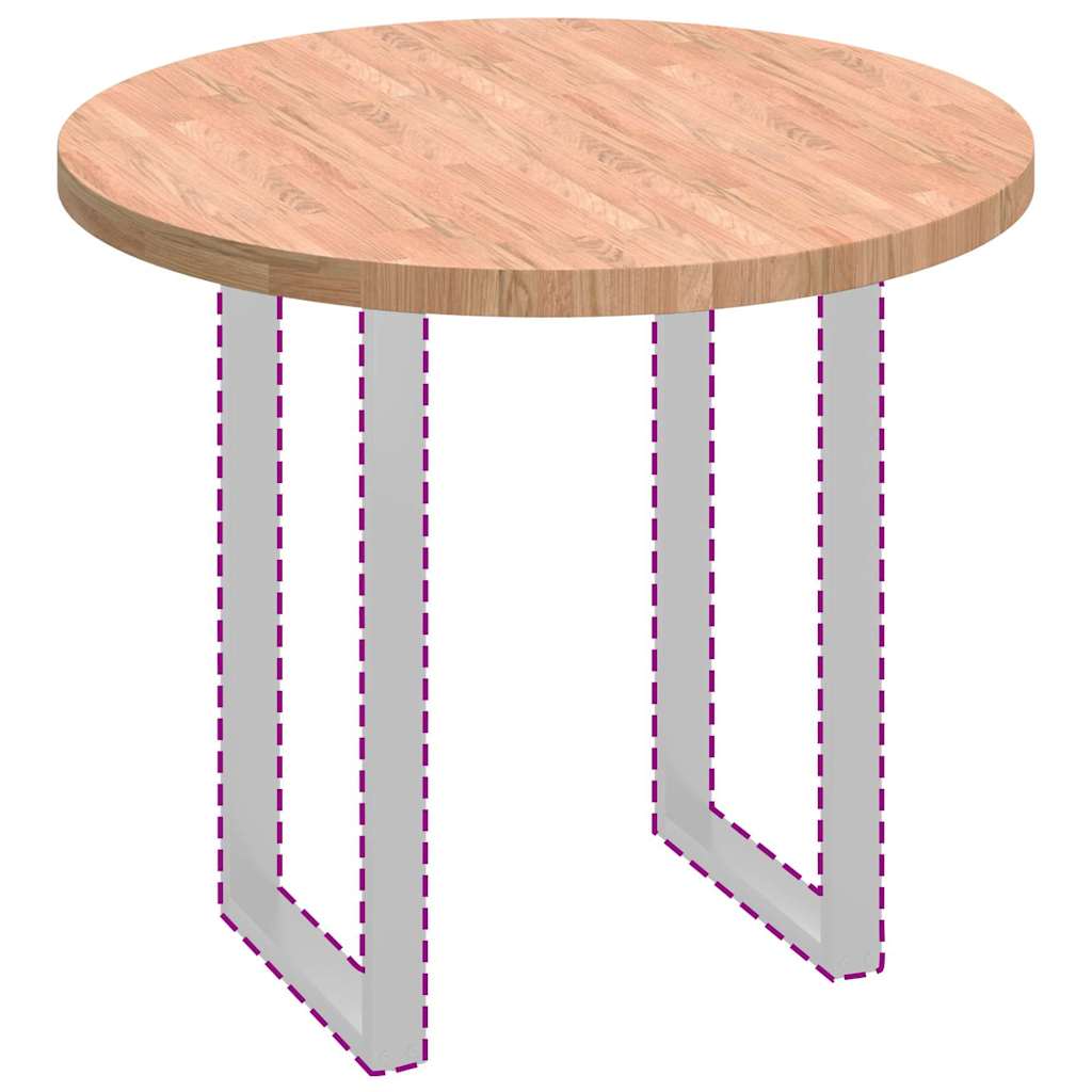 Tischplatte Braun Ø 90 x 4 cm Massives Eichenholz