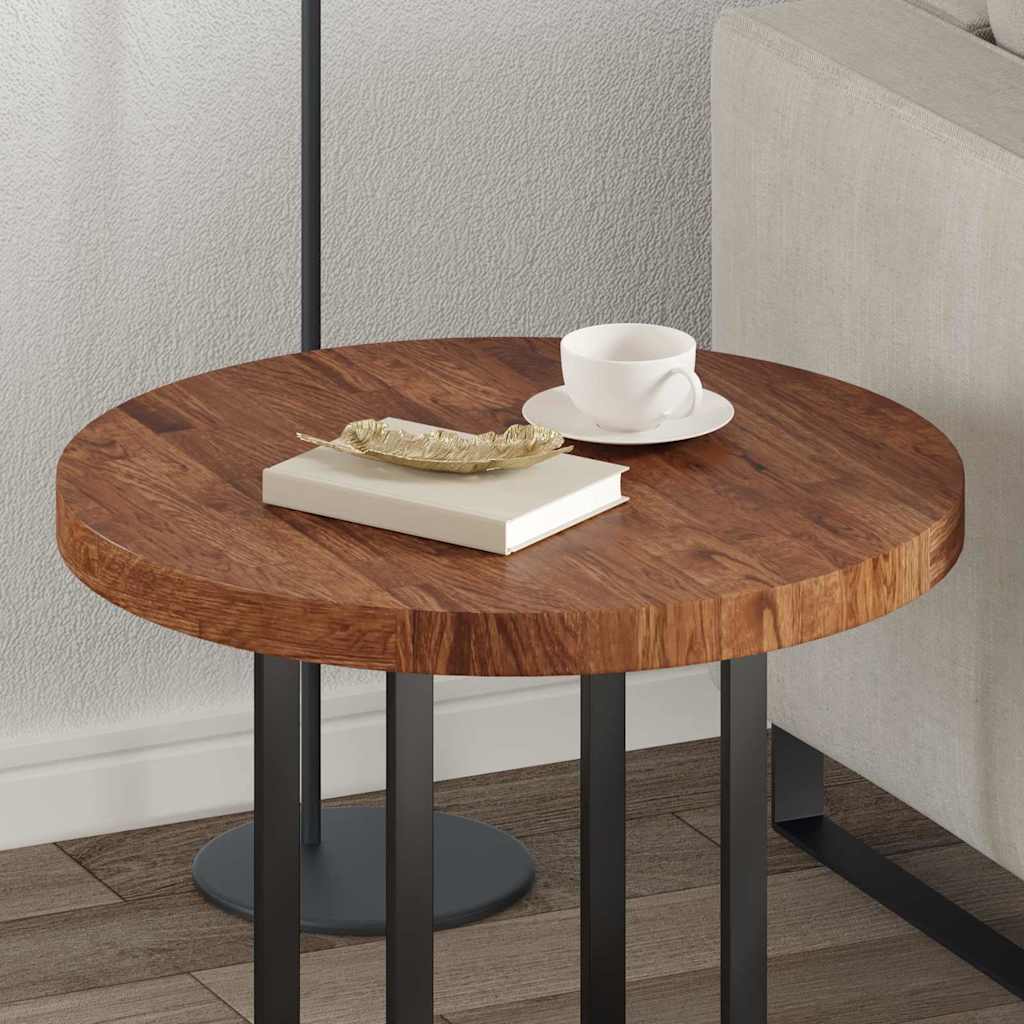 Tischplatte Braun Ø 60 x 4 cm Massives Eichenholz