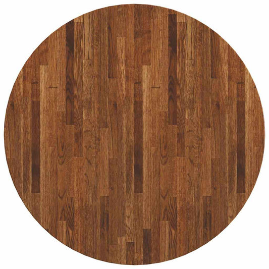 Tischplatte Braun Ø 80 x 4 cm Massives Eichenholz