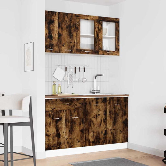 Küchenschrank-Set 4 pcs Geräucherte Eiche 140 x 46 x 81.5 cm