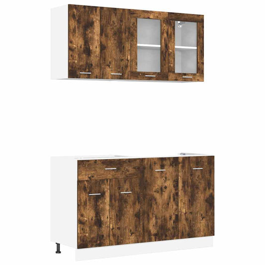 Küchenschrank-Set 4 pcs Geräucherte Eiche 140 x 46 x 81.5 cm