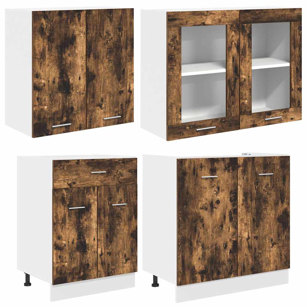 Küchenschrank-Set 4 pcs Geräucherte Eiche 140 x 46 x 81.5 cm