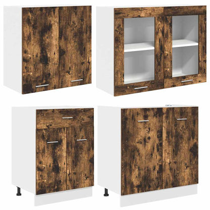 Küchenschrank-Set 4 pcs Geräucherte Eiche 140 x 46 x 81.5 cm
