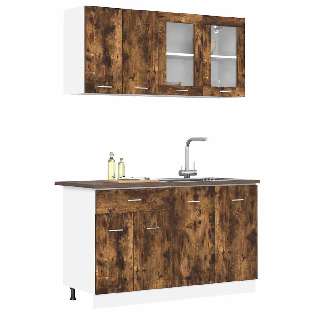 Küchenschrank-Set 4 pcs Geräucherte Eiche 140 x 46 x 81.5 cm