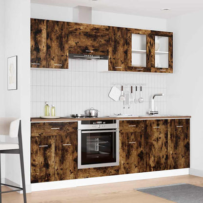 Küchenschrank-Set mit Tür 8 pcs Räuchereiche 240 x 46 x 81,5 cm
