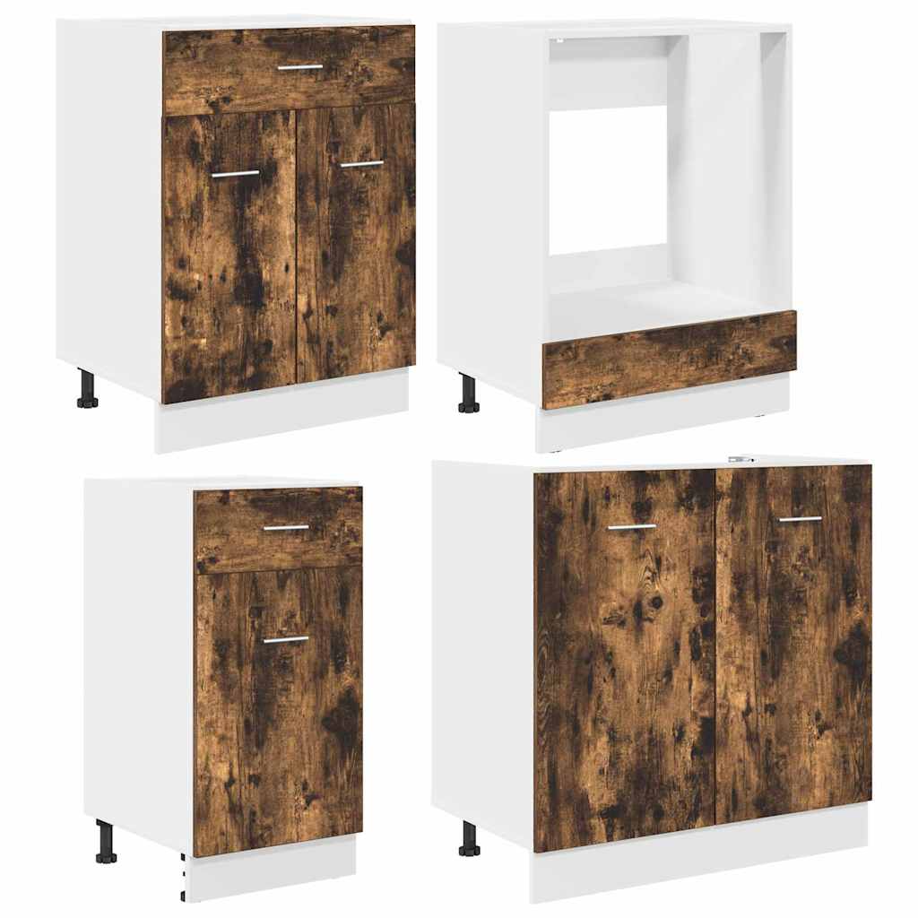 Küchenschrank-Set mit Tür 8 pcs Räuchereiche 240 x 46 x 81,5 cm