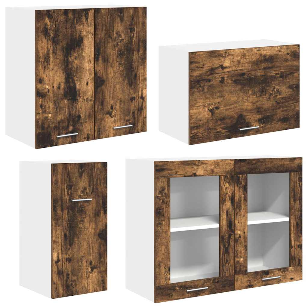 Küchenschrank-Set mit Tür 8 pcs Räuchereiche 240 x 46 x 81,5 cm