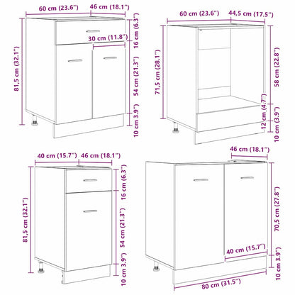 Küchenschrank-Set mit Tür 8 pcs Räuchereiche 240 x 46 x 81,5 cm