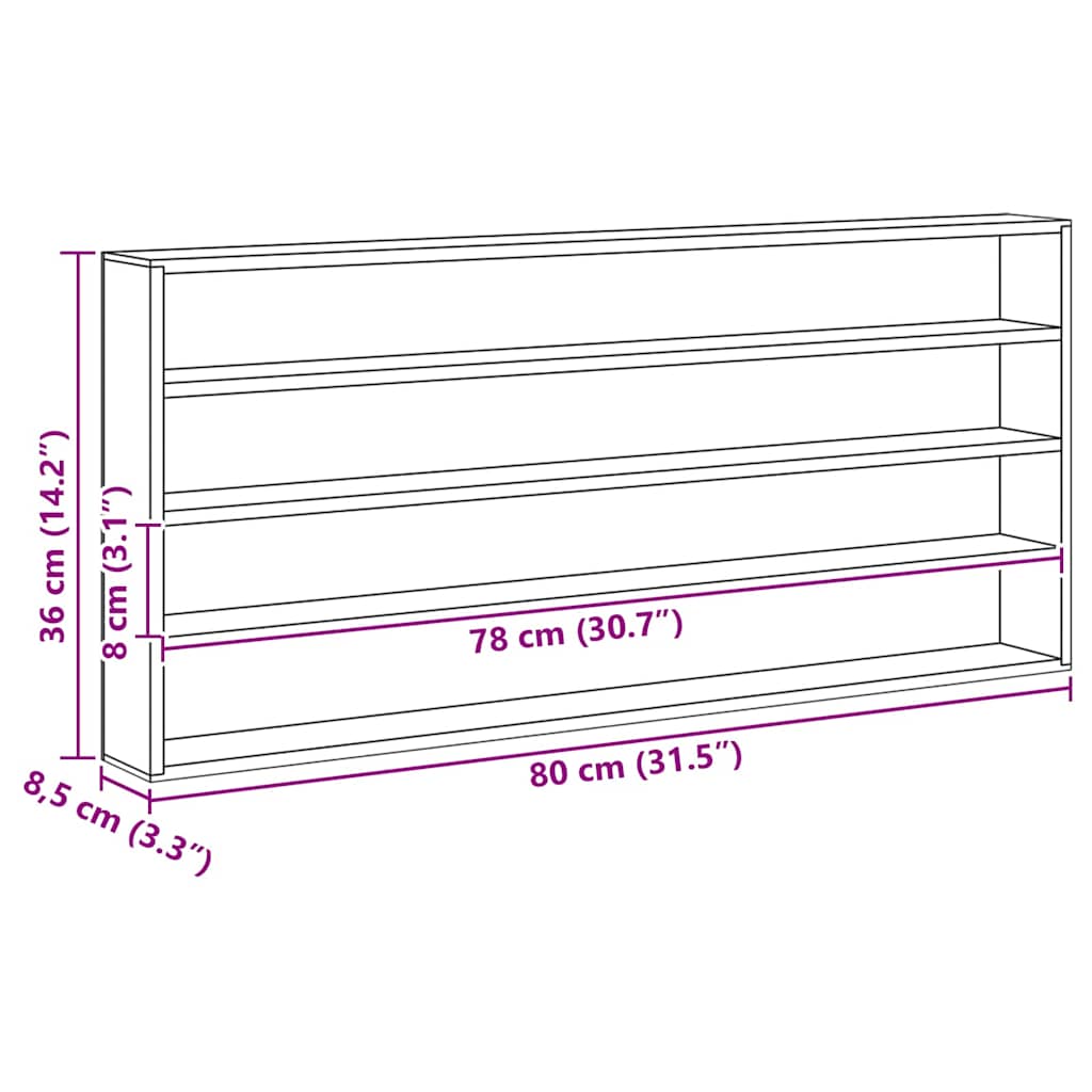 Holz-Sammelvitrine Braun 80 x 8,5 x 36 cm Sperrholz