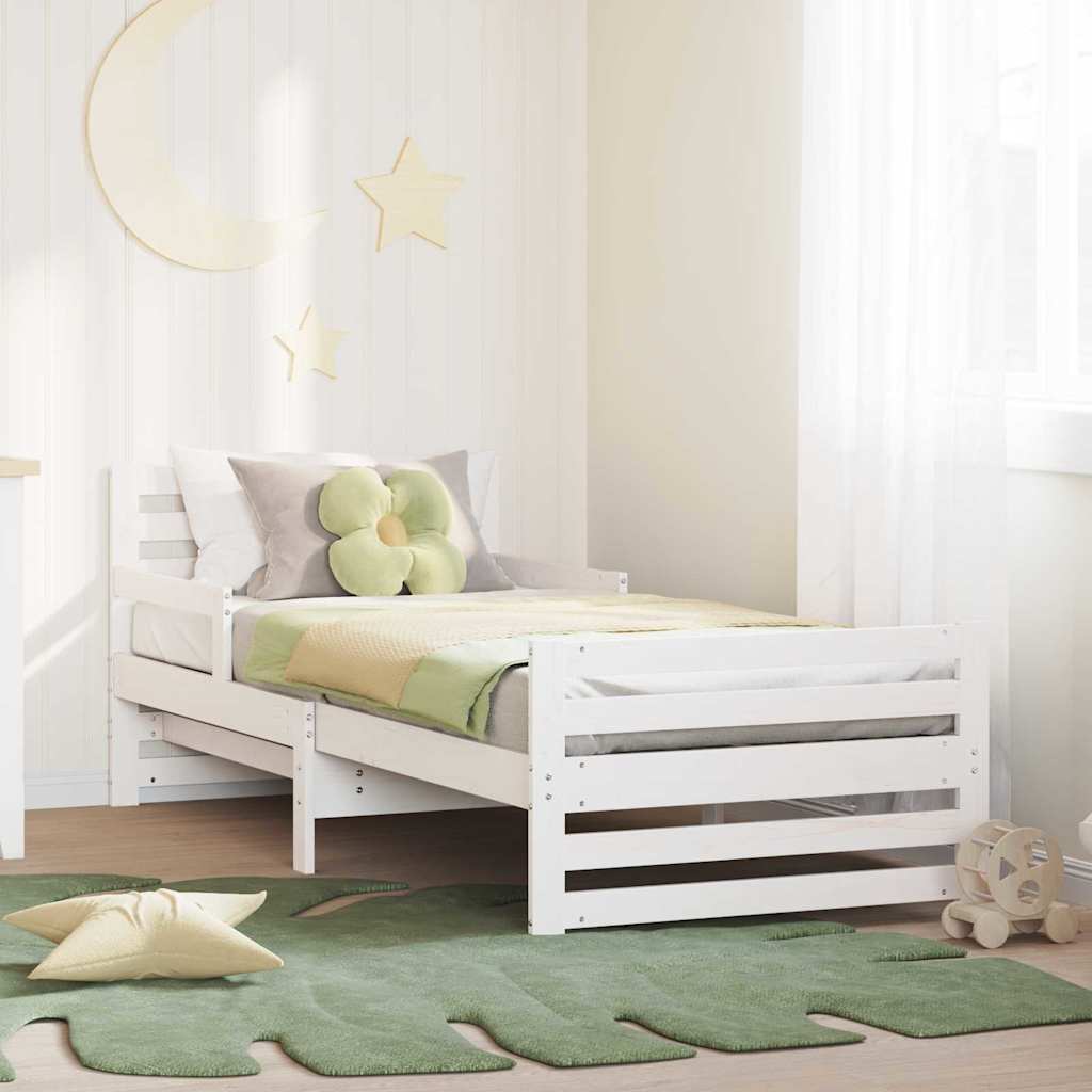 Ausziehbares Bettgestell für Kinder Weiß 80 x 130 / 165 / 200 cm