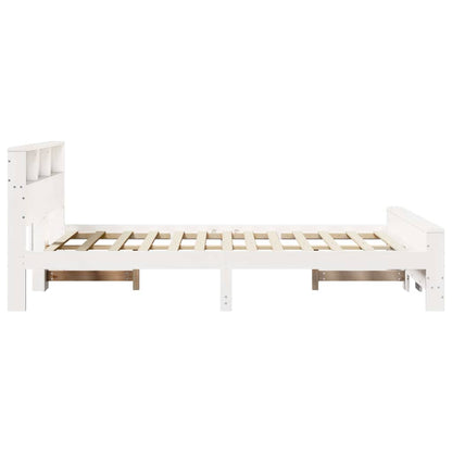 Bettgestell mit Kopfteil Weiß 140 x 190 cm Massivholz Kiefer