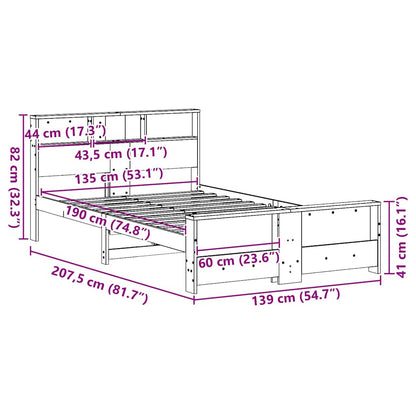 Bettgestell Wachsbraun 135 x 190 cm Massivholz Kiefer