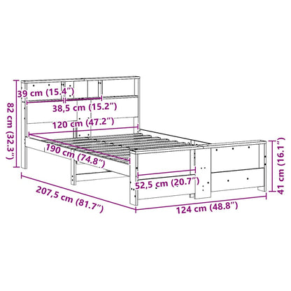 Bettgestell mit Kopfteil Braun 120 x 190 cm Massivholz Kiefer