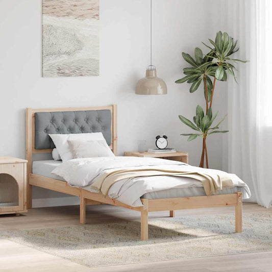 Bettgestell mit Kopfteil Hellgrau 75 x 190 cm Stoff