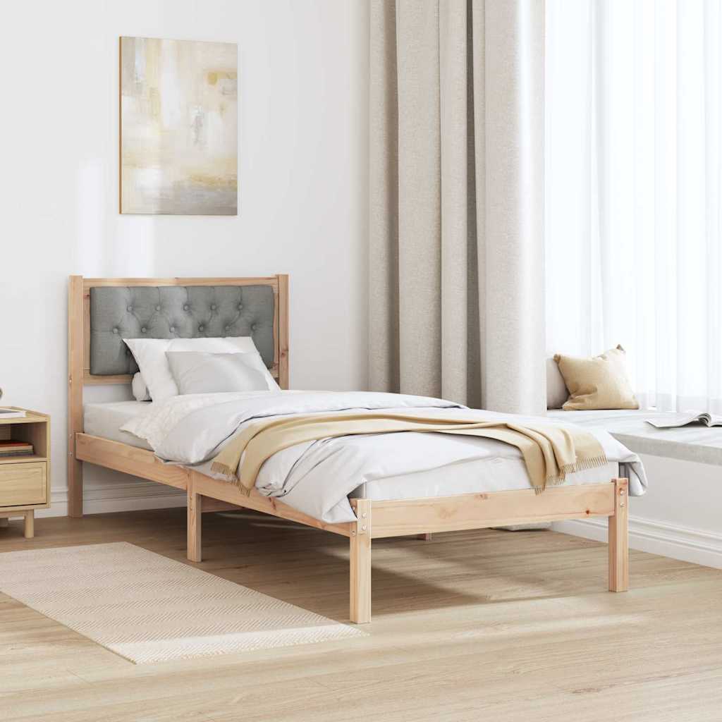 Bettgestell mit Kopfteil Hellgrau 75 x 190 cm Stoff