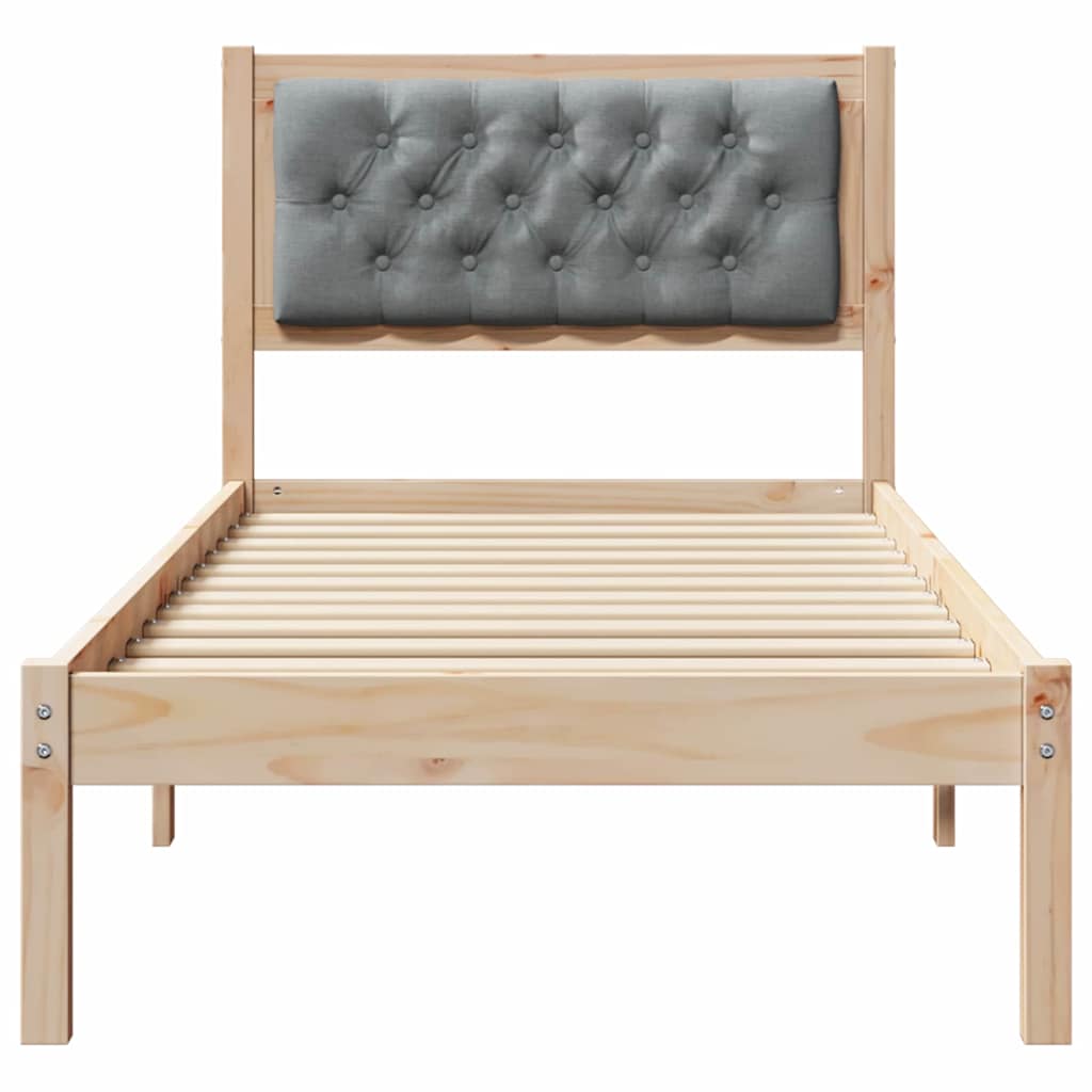 Bettgestell mit Kopfteil Hellgrau 75 x 190 cm Stoff