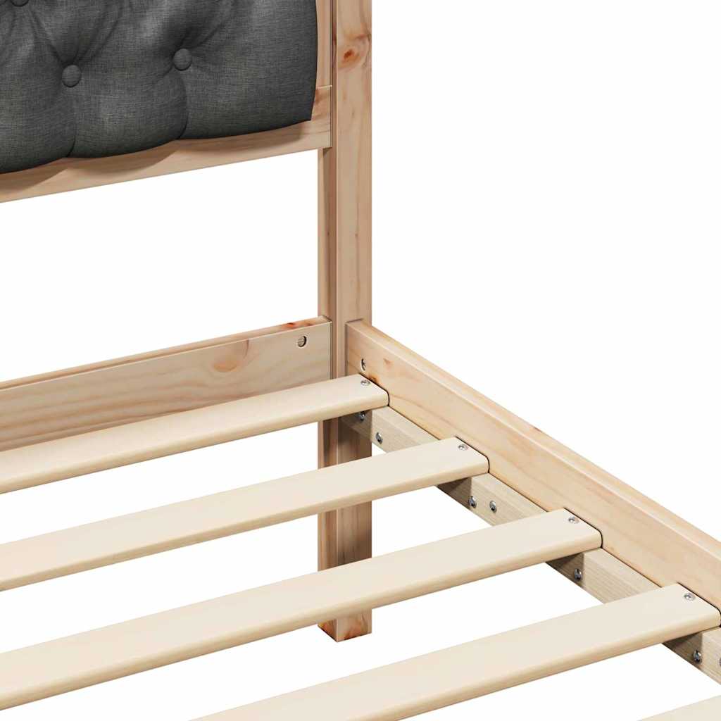 Bettgestell mit Kopfteil Dunkelgrau 75 x 190 cm Stoff