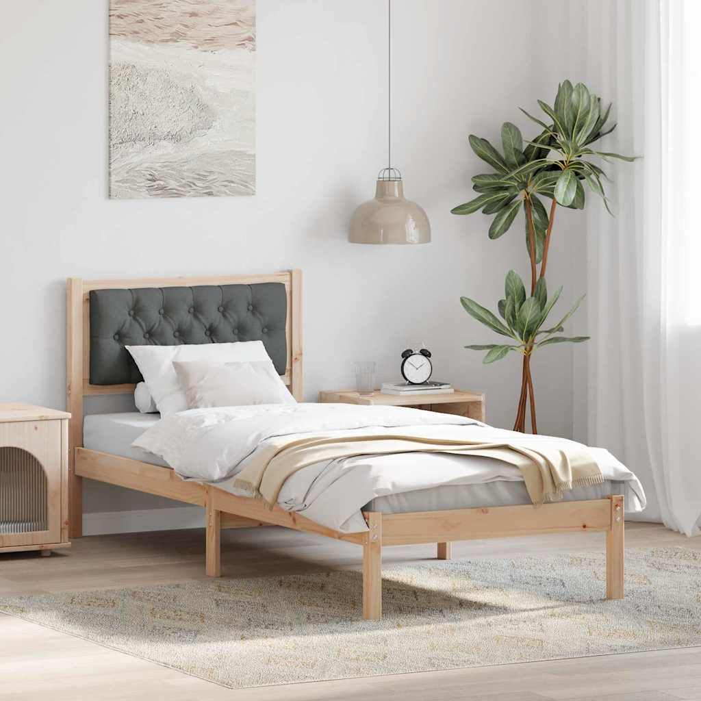 Bettgestell mit Kopfteil Dunkelgrau 75 x 190 cm Stoff