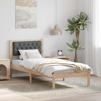 Bettgestell mit Kopfteil Dunkelgrau 75 x 190 cm Stoff