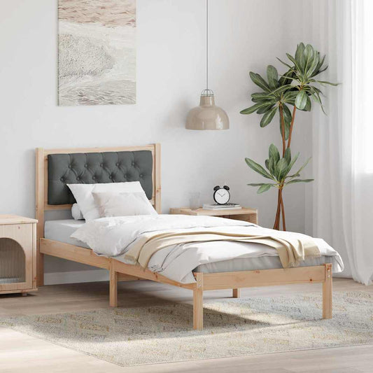 Bettgestell mit Kopfteil Dunkelgrau 75 x 190 cm Stoff