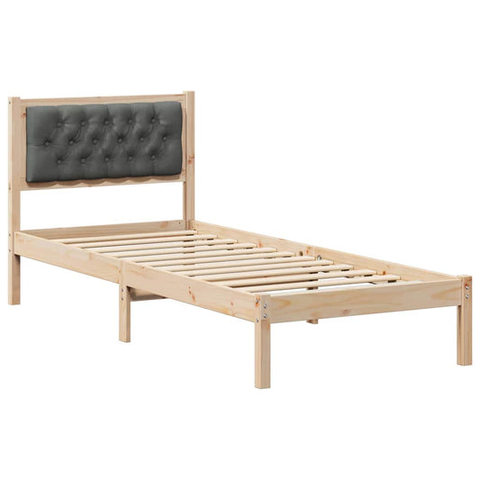 Bettgestell mit Kopfteil Dunkelgrau 75 x 190 cm Stoff
