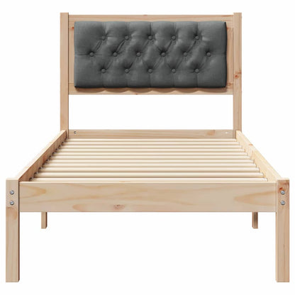 Bettgestell mit Kopfteil Dunkelgrau 75 x 190 cm Stoff