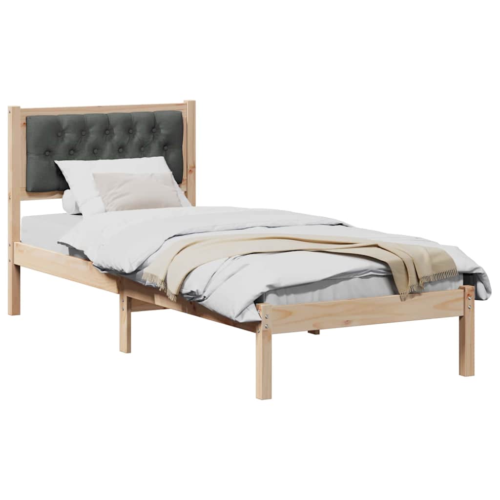 Bettgestell mit Kopfteil Dunkelgrau 75 x 190 cm Stoff