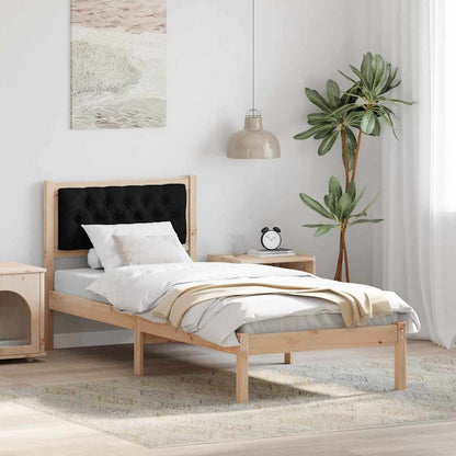 Bettgestell mit Kopfteil Schwarz 75 x 190 cm Stoff