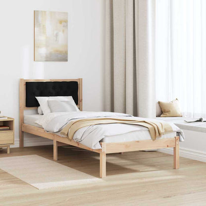 Bettgestell mit Kopfteil Schwarz 75 x 190 cm Stoff
