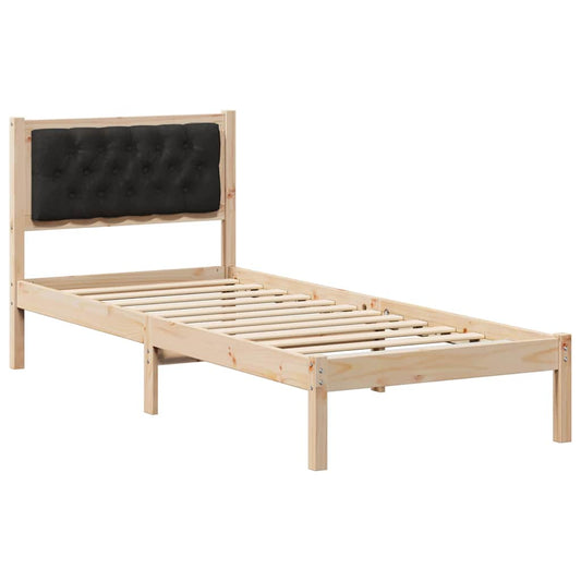 Bettgestell mit Kopfteil Schwarz 75 x 190 cm Stoff