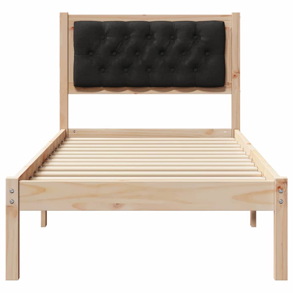 Bettgestell mit Kopfteil Schwarz 75 x 190 cm Stoff