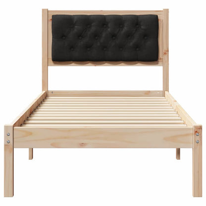 Bettgestell mit Kopfteil Schwarz 75 x 190 cm Stoff
