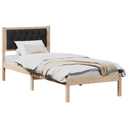 Bettgestell mit Kopfteil Schwarz 75 x 190 cm Stoff