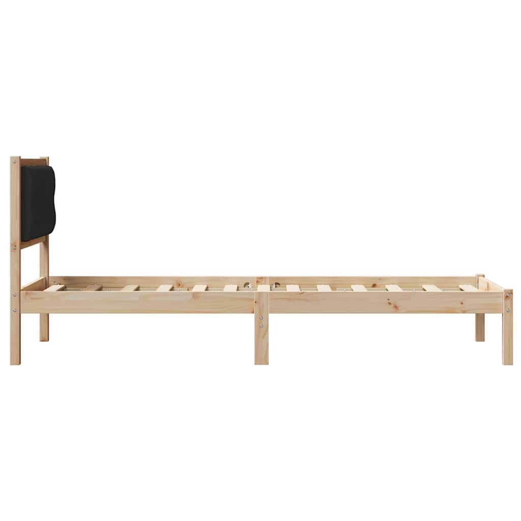 Bettgestell mit Kopfteil Schwarz 75 x 190 cm Stoff