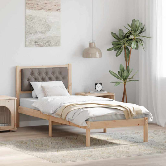 Bettgestell mit Kopfteil Taupe 75 x 190 cm Stoff