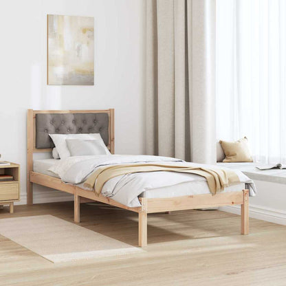 Bettgestell mit Kopfteil Taupe 75 x 190 cm Stoff